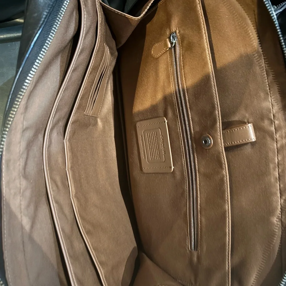 Coach Signature Tan and Red Briefcase
